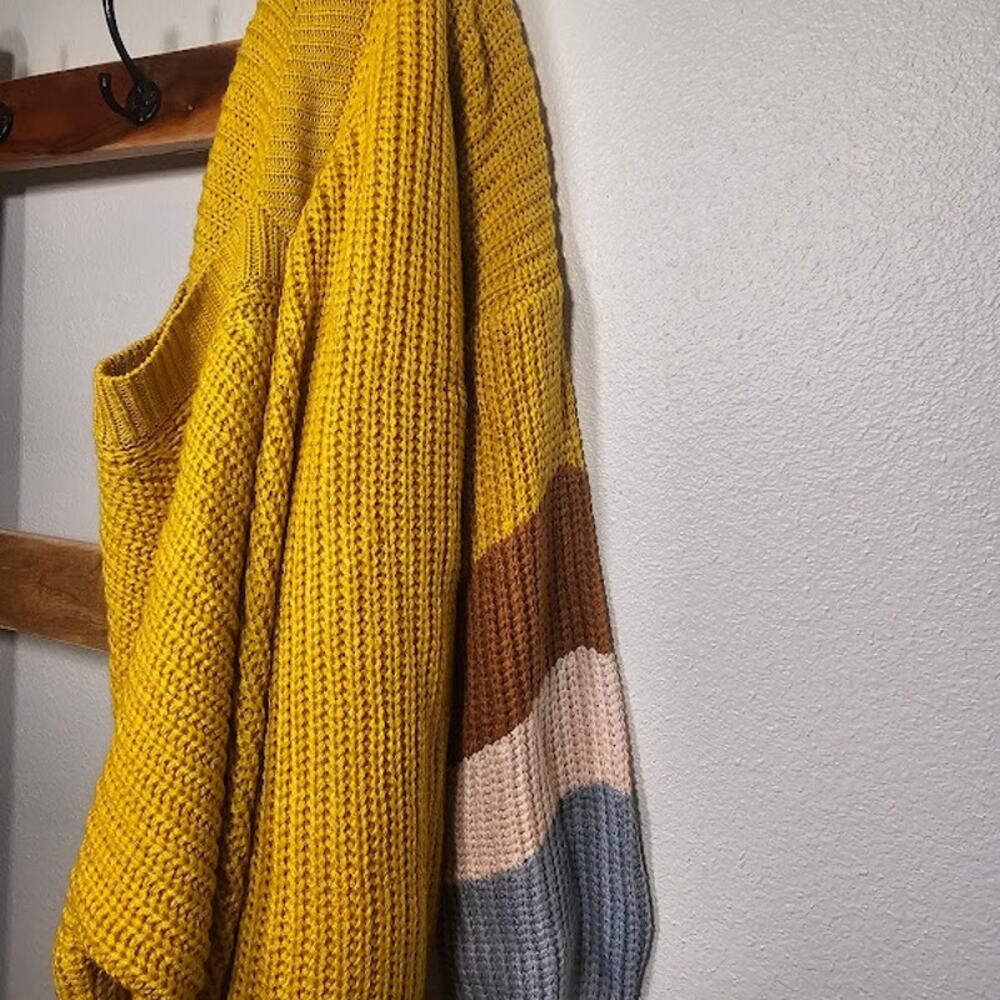 Mustard Yellow Striped Sweater- Women's Medium- Estimated Retail $40